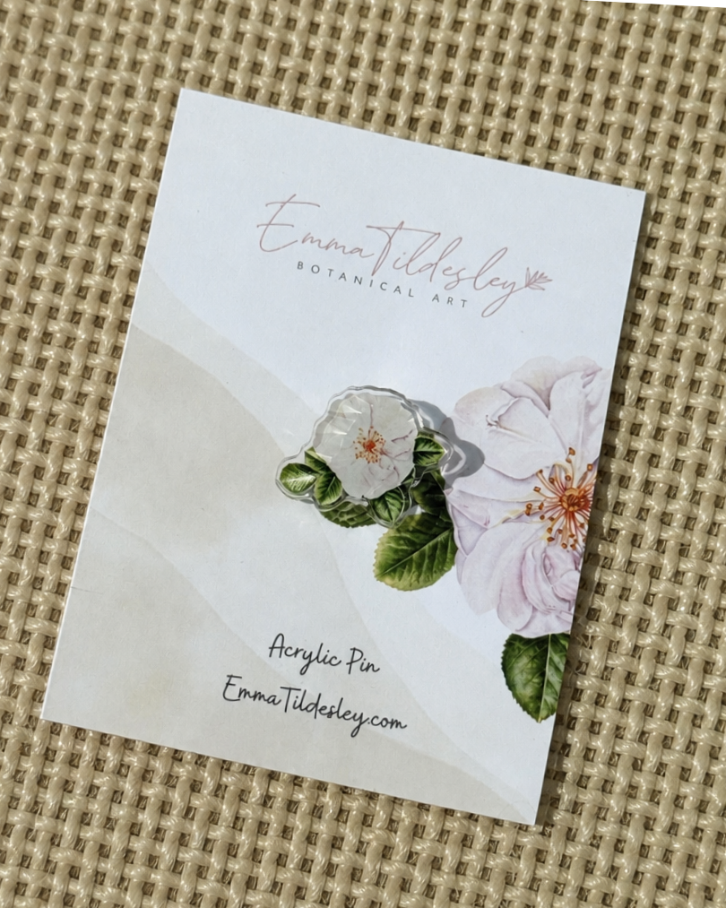 Acrylic Pin: White Rose